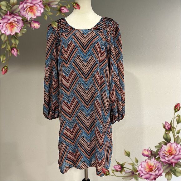 Fire Los Angeles geometric print long sleeve dress size XL - Picture 1 of 13
